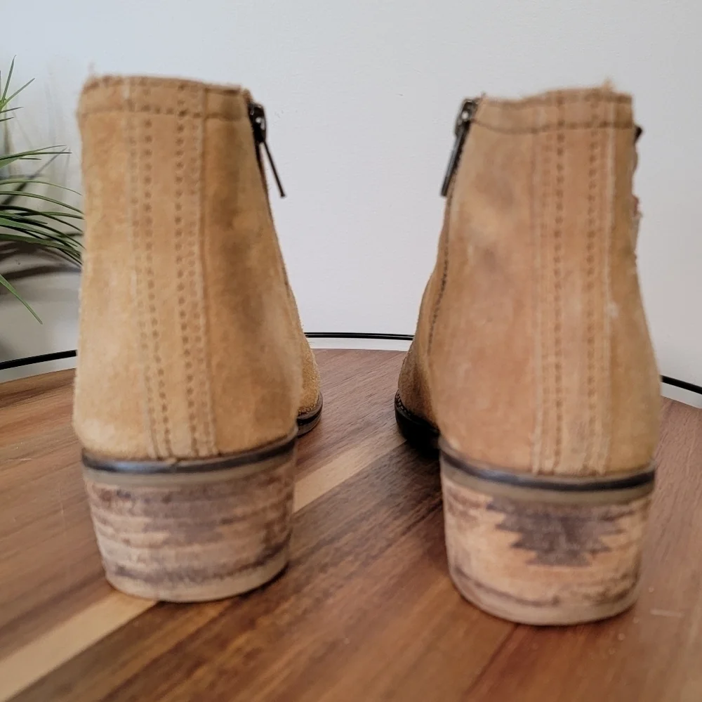 Naughty Monkey Suede multi color criss cross booties ankle boots Size 7.5
